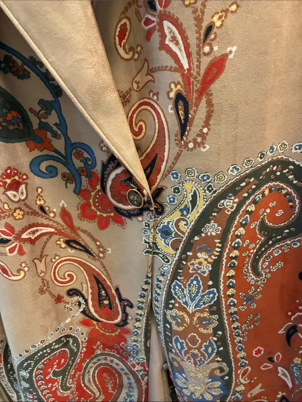 Chico’s Paisley Print Faux Suede Topper - Picture 4 of 7